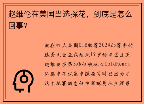 赵维伦在美国当选探花，到底是怎么回事？